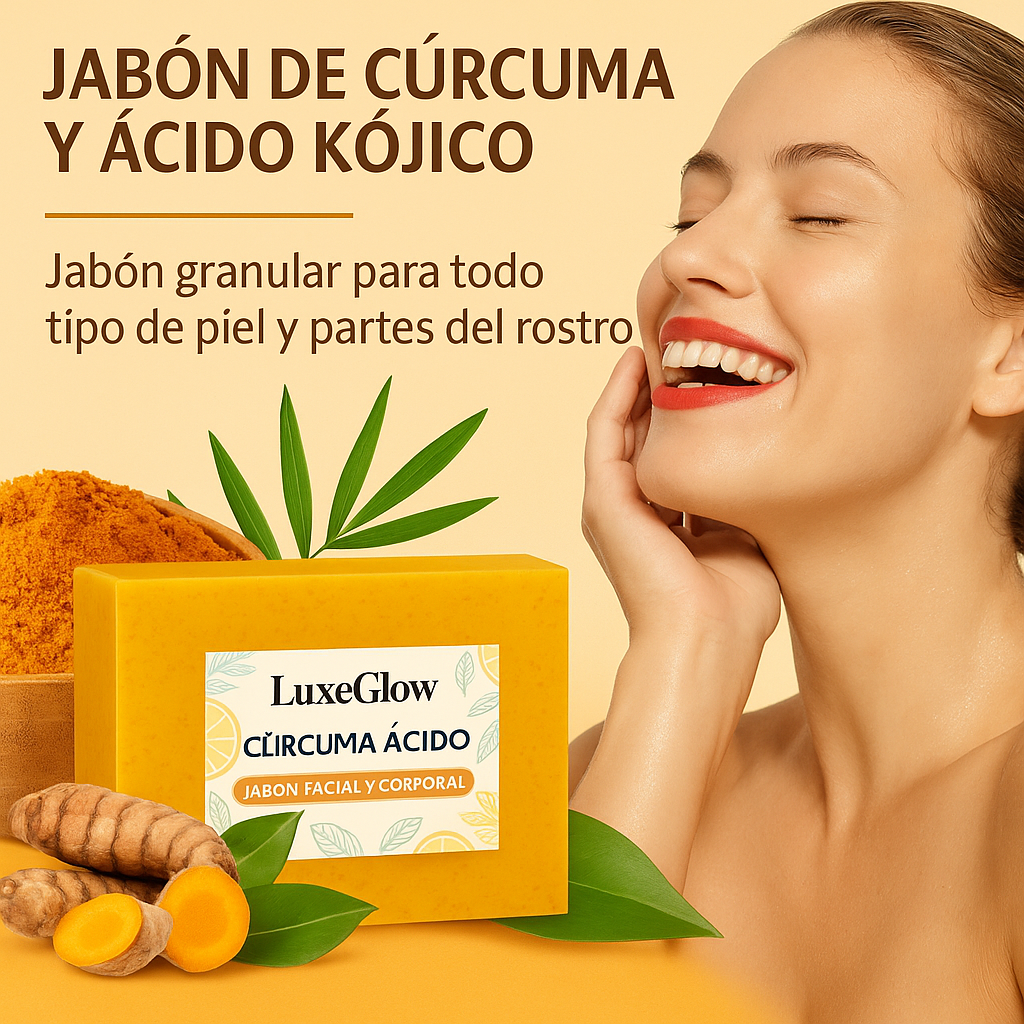 LuxeGlow - Jabón de Curcuma y Acido Kojico